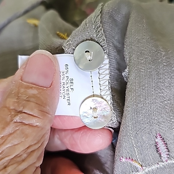 Floral Embroidered Button-Up Blouse - Picture 9 of 12